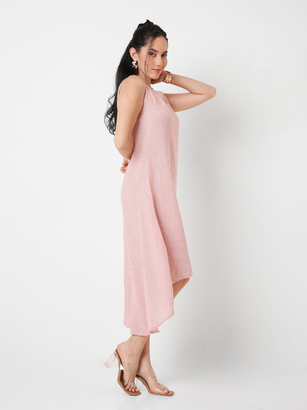 SLEEVELESS HIGH-LOW MIDI DRESS