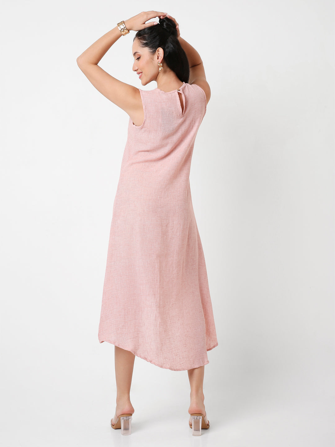 SLEEVELESS HIGH-LOW MIDI DRESS