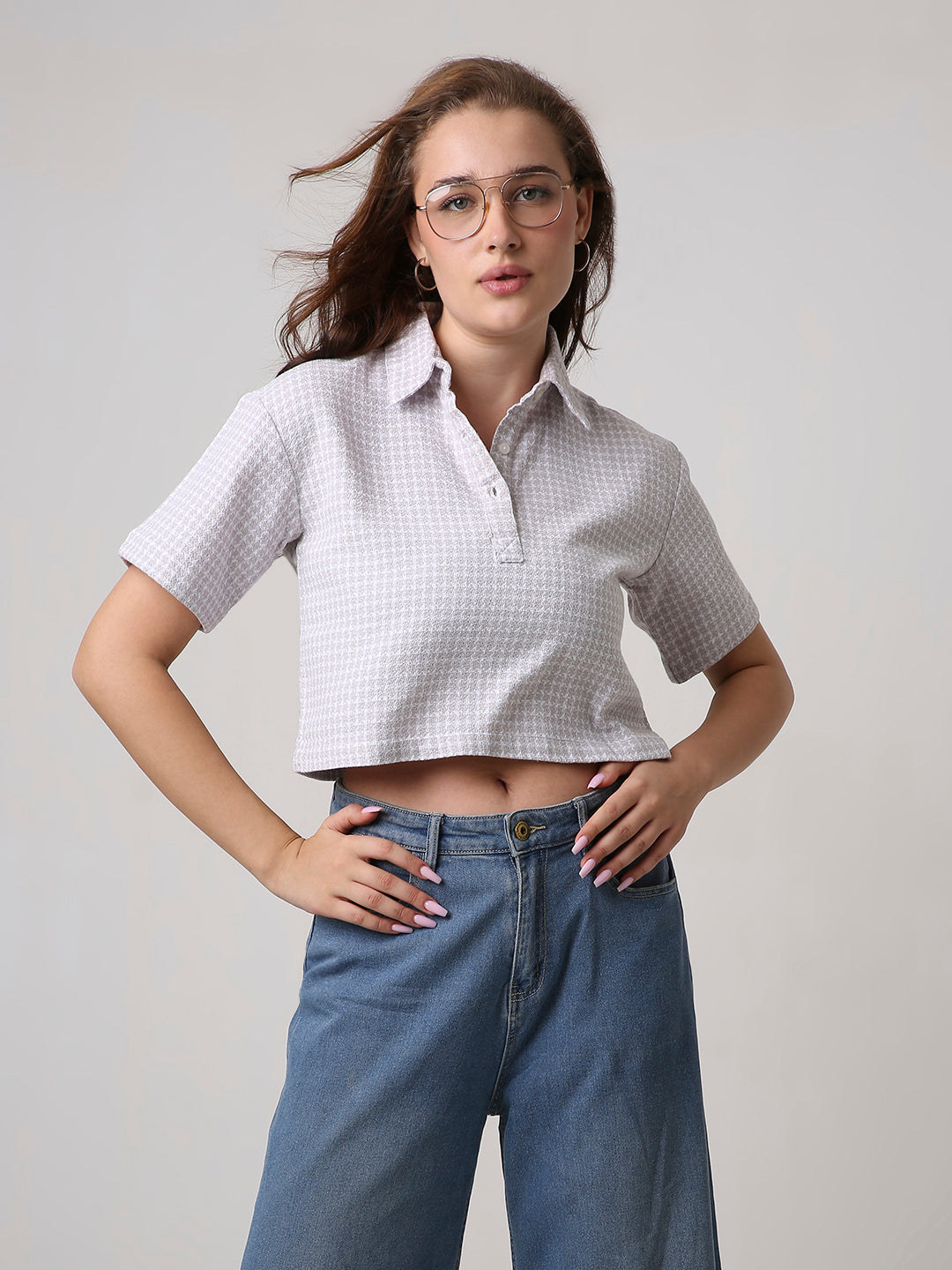 LAVENDER TEXTURED CROPPED POLO