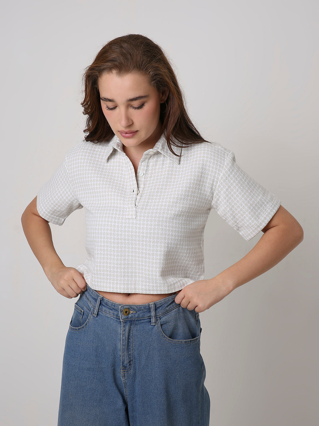 FAWN TEXTURED CROPPED POLO