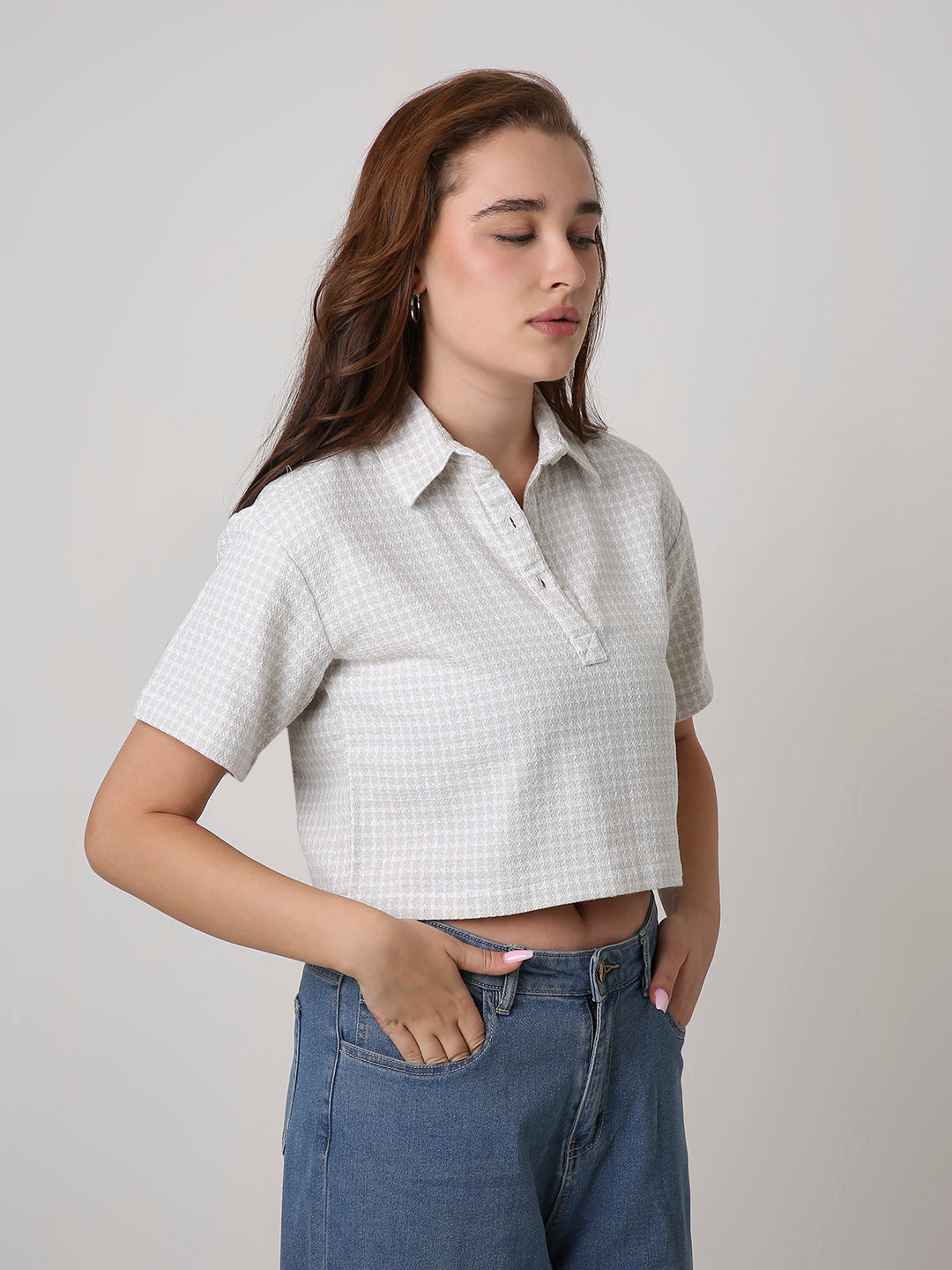 FAWN TEXTURED CROPPED POLO