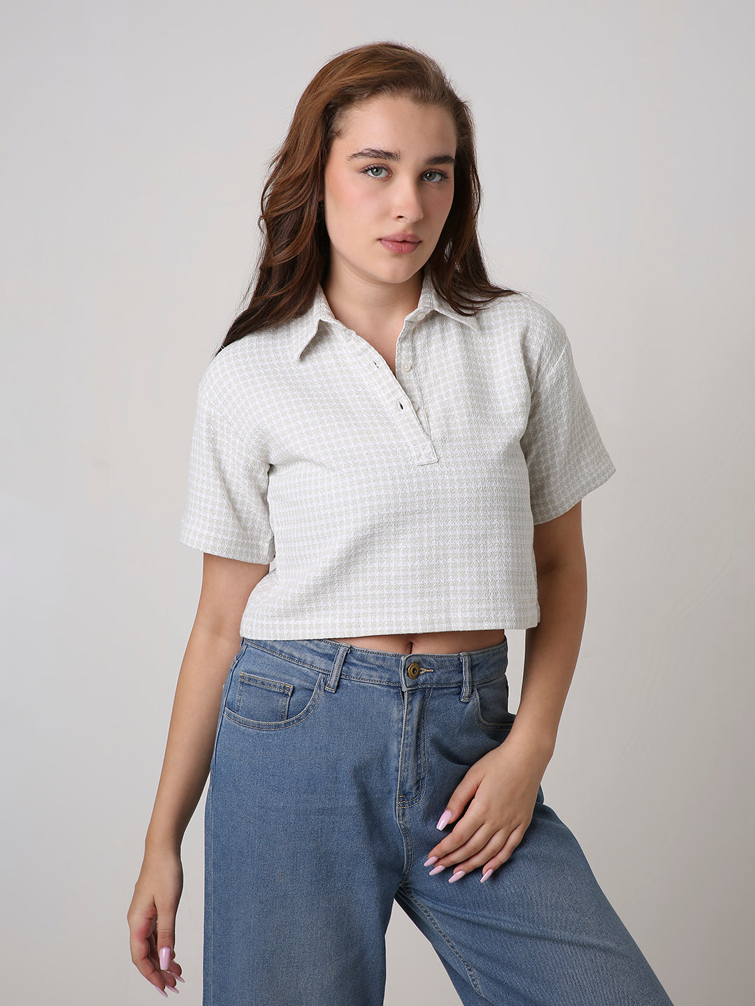 FAWN TEXTURED CROPPED POLO