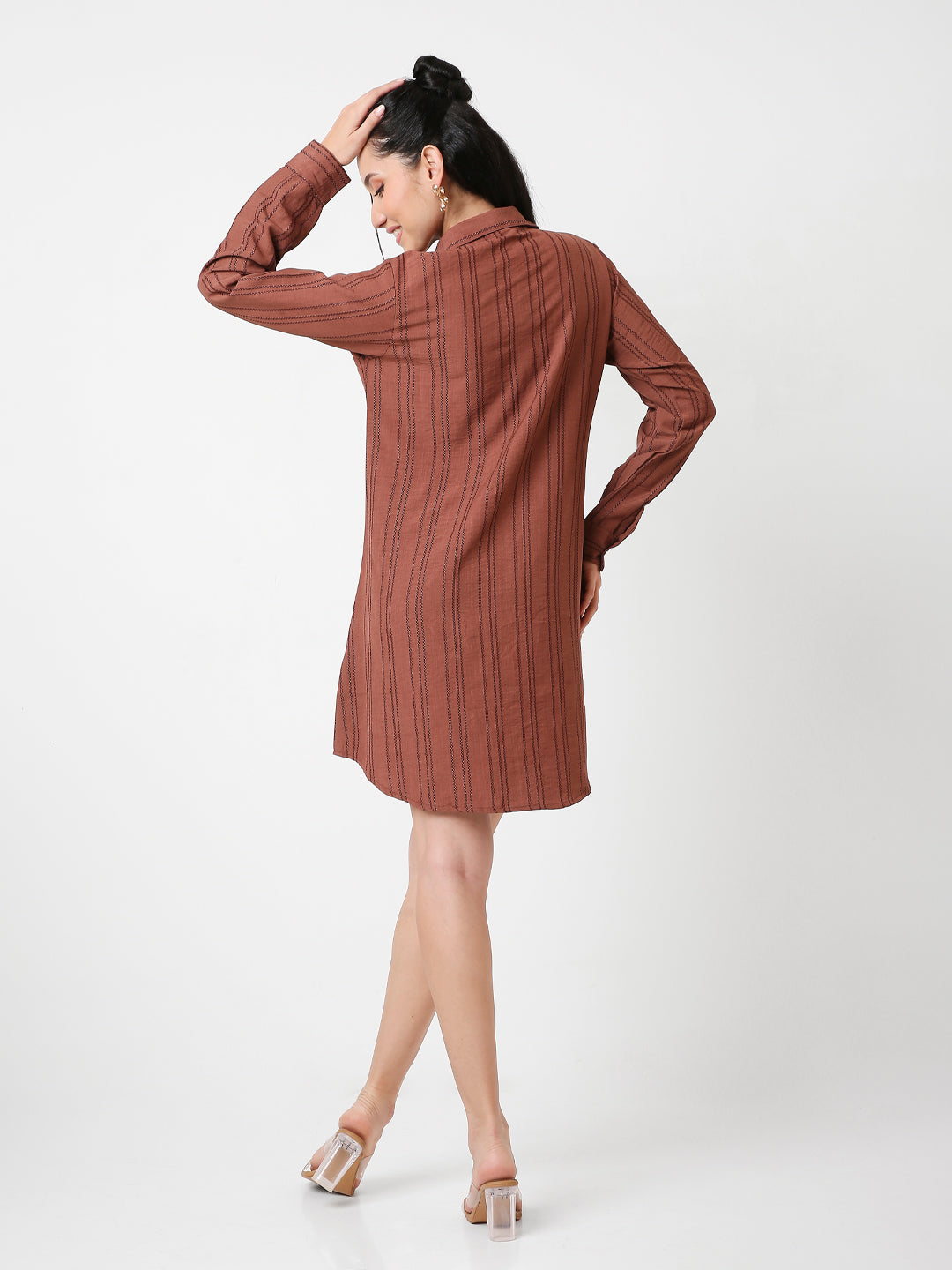 VERTICAL STRIPED SHIRT DRESS