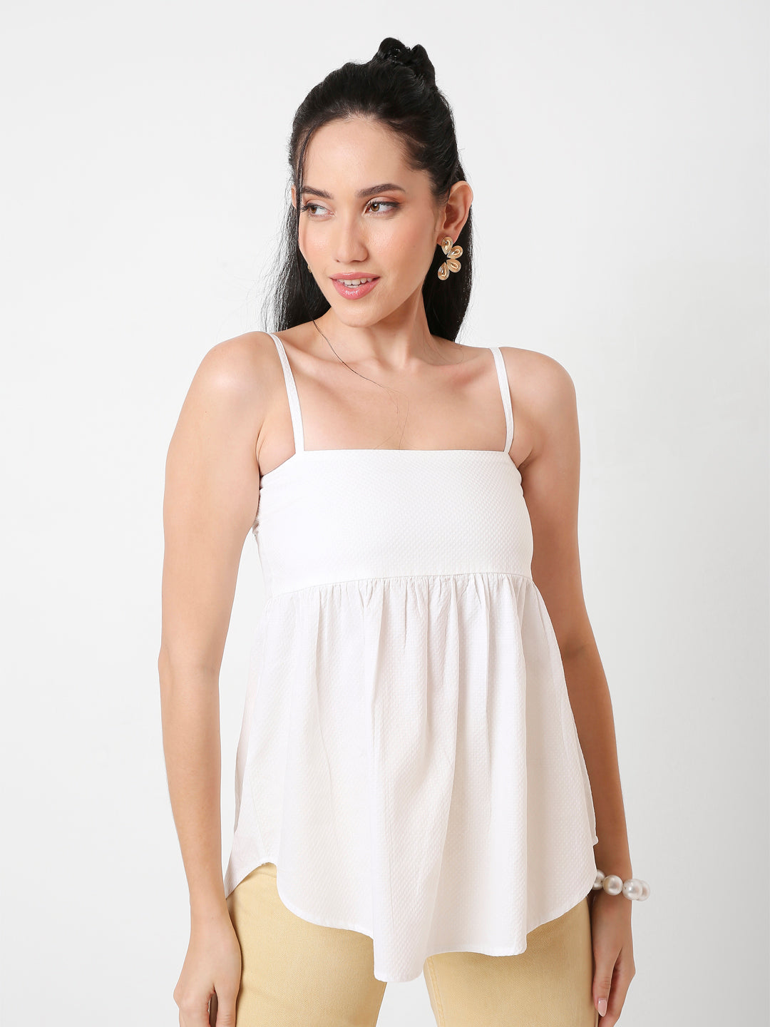 CHIC PLEATED CAMI COTTON TOP