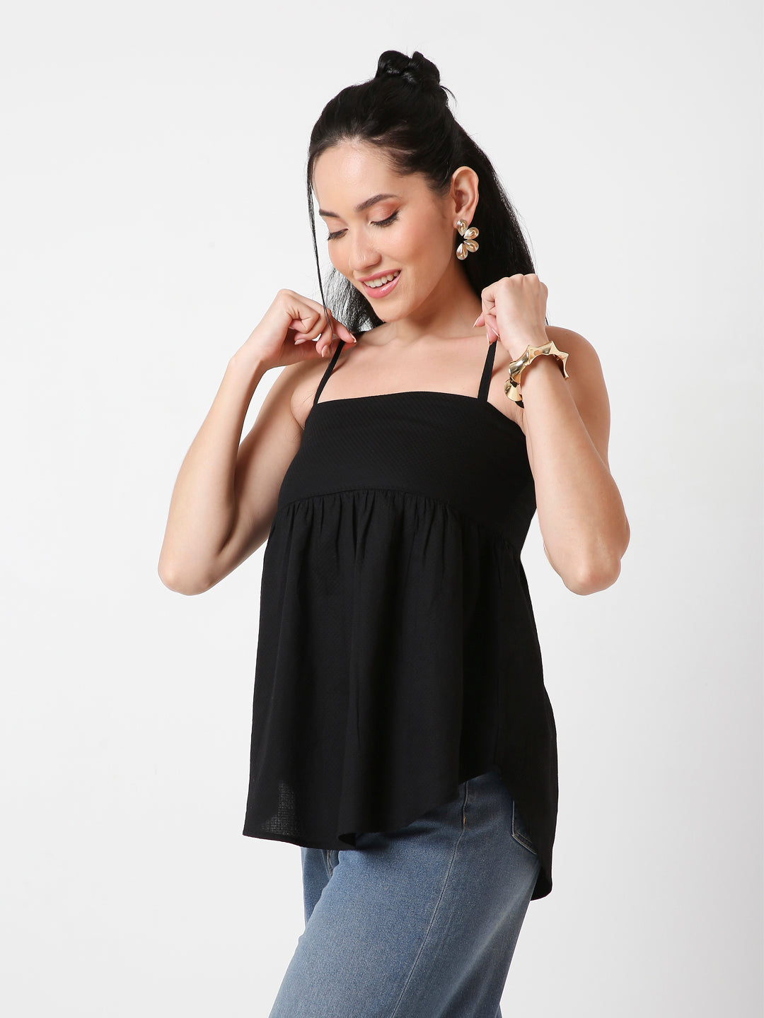 CHIC PLEATED CAMI COTTON TOP