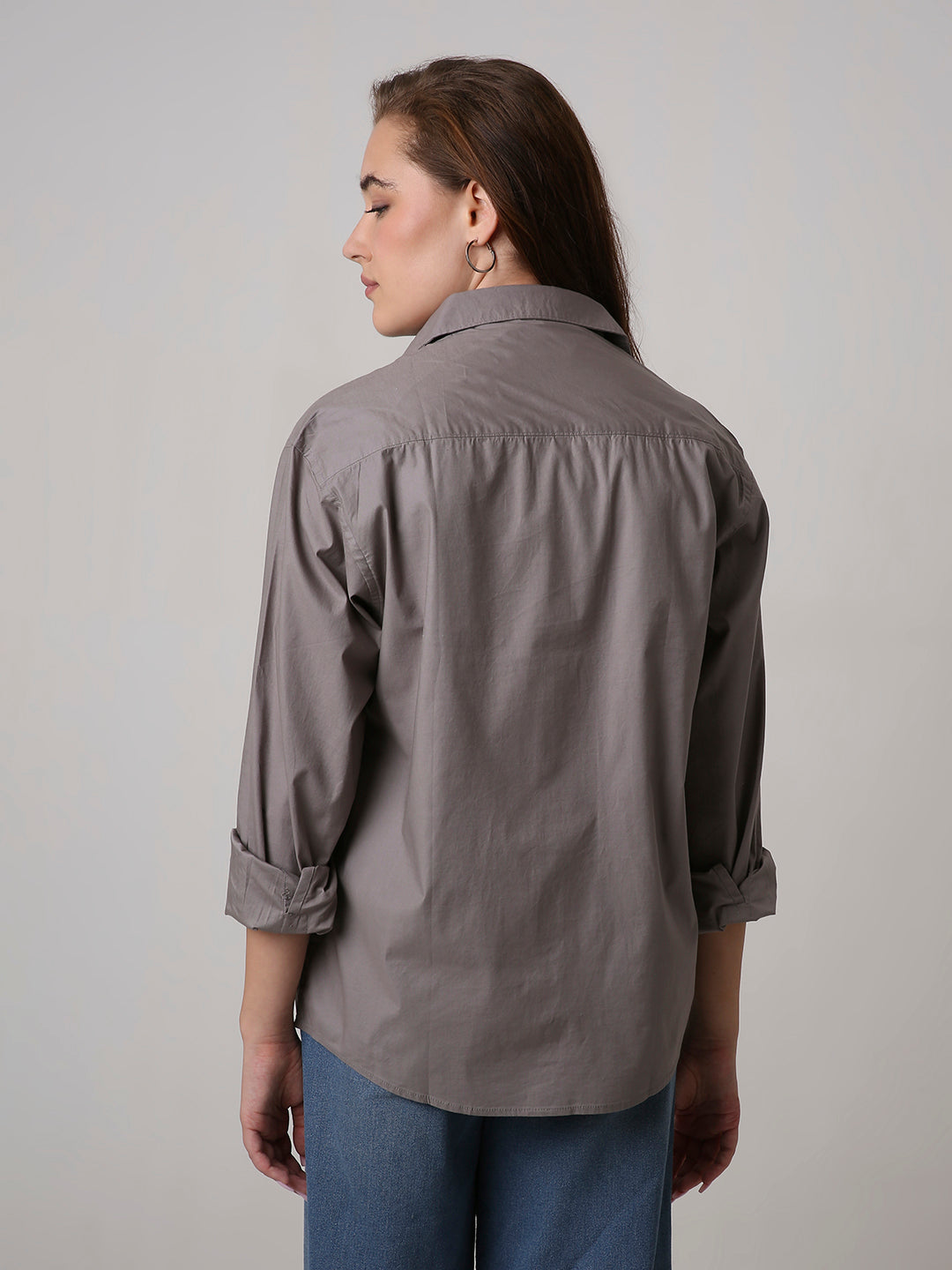 Classic Grey Oversized Cotton Shirt