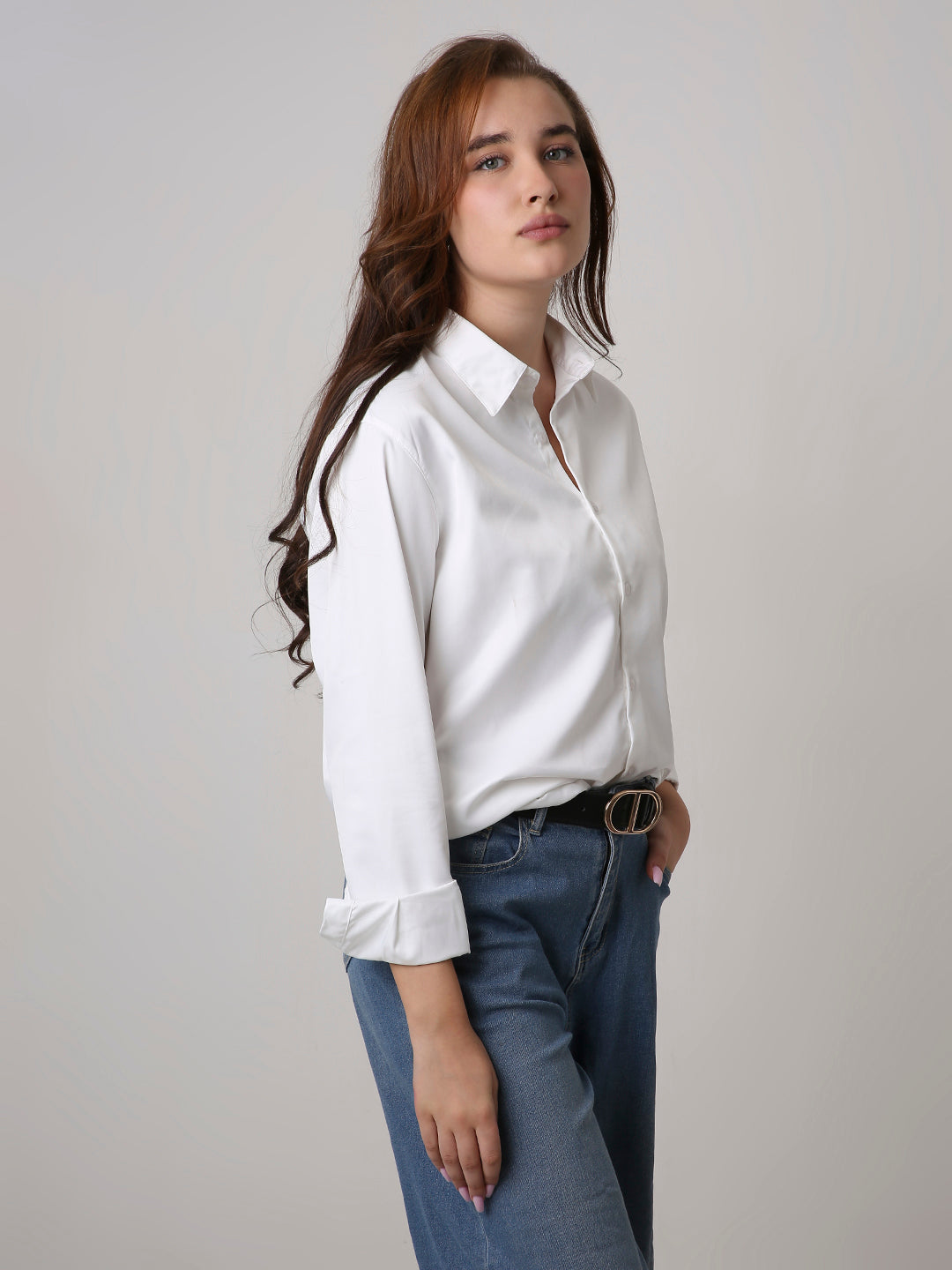 White Satin Formal Shirt