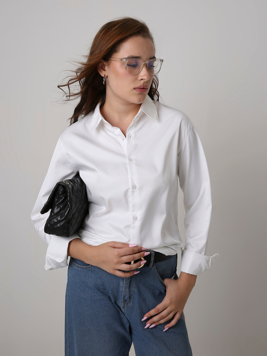 White Satin Formal Shirt