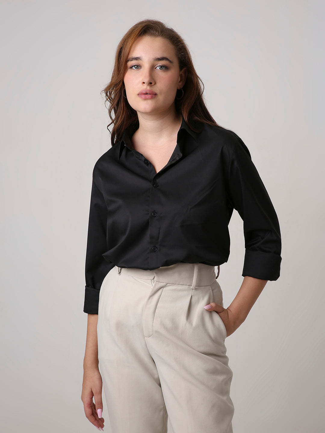 Black Satin Formal Shirt