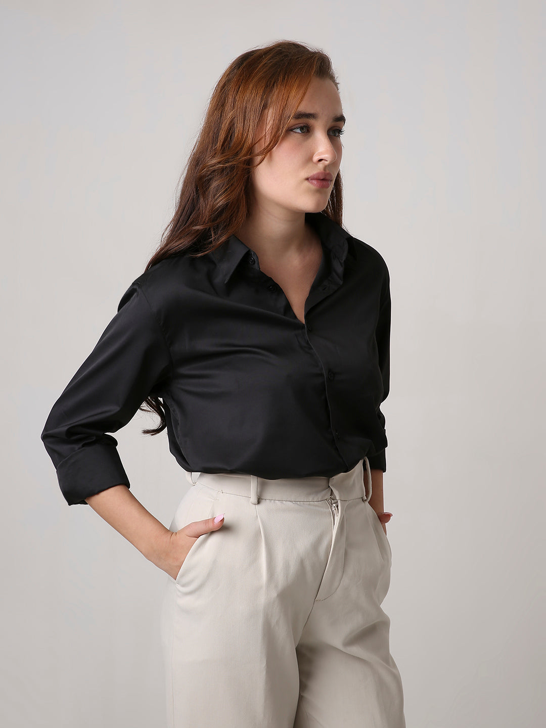 Black Satin Formal Shirt