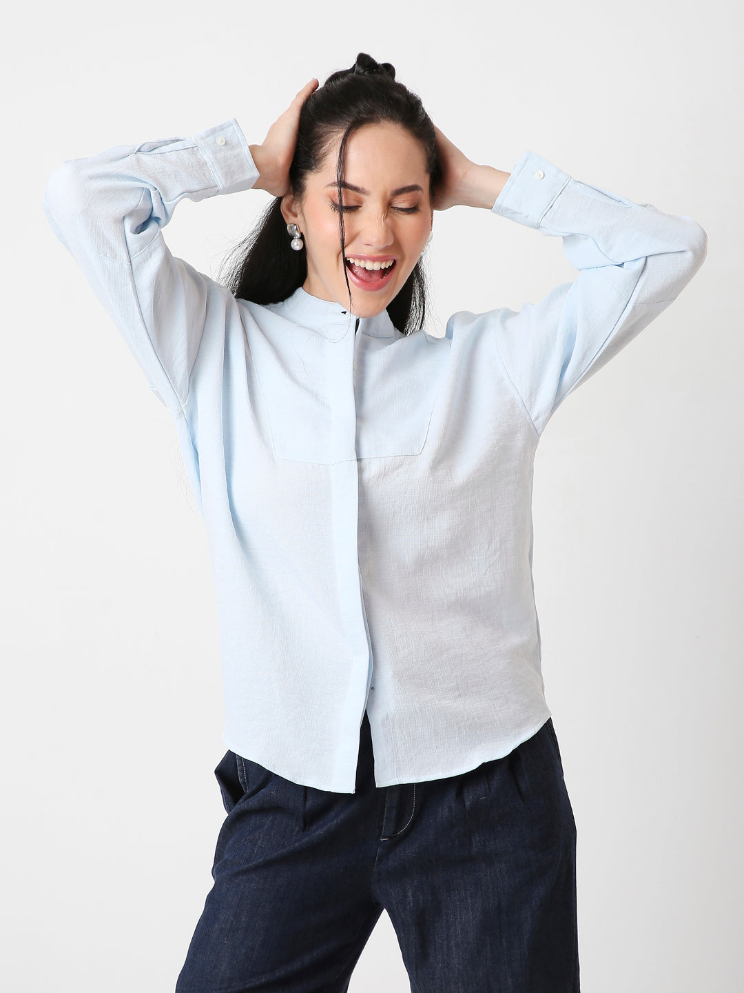 CLASSIC MANDARIN COLLAR LONG SLEEVES SHIRT