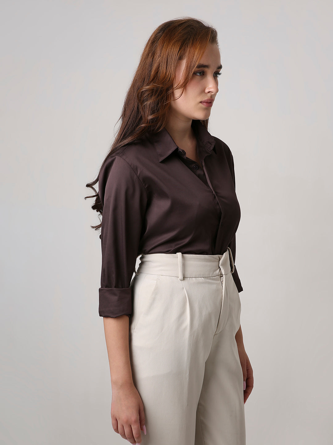 Brown Satin Formal Shirt