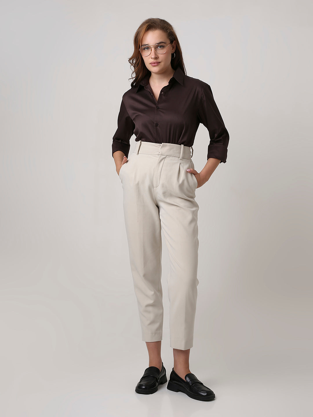 Brown Satin Formal Shirt
