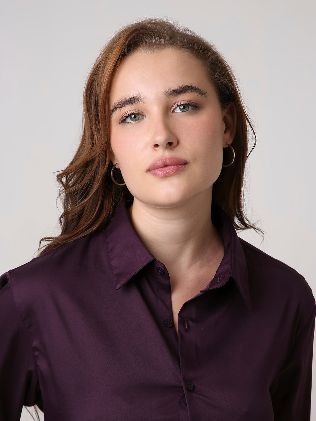 Wine Satin Formal Shirt