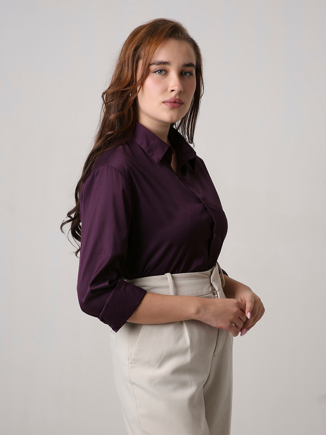 Wine Satin Formal Shirt