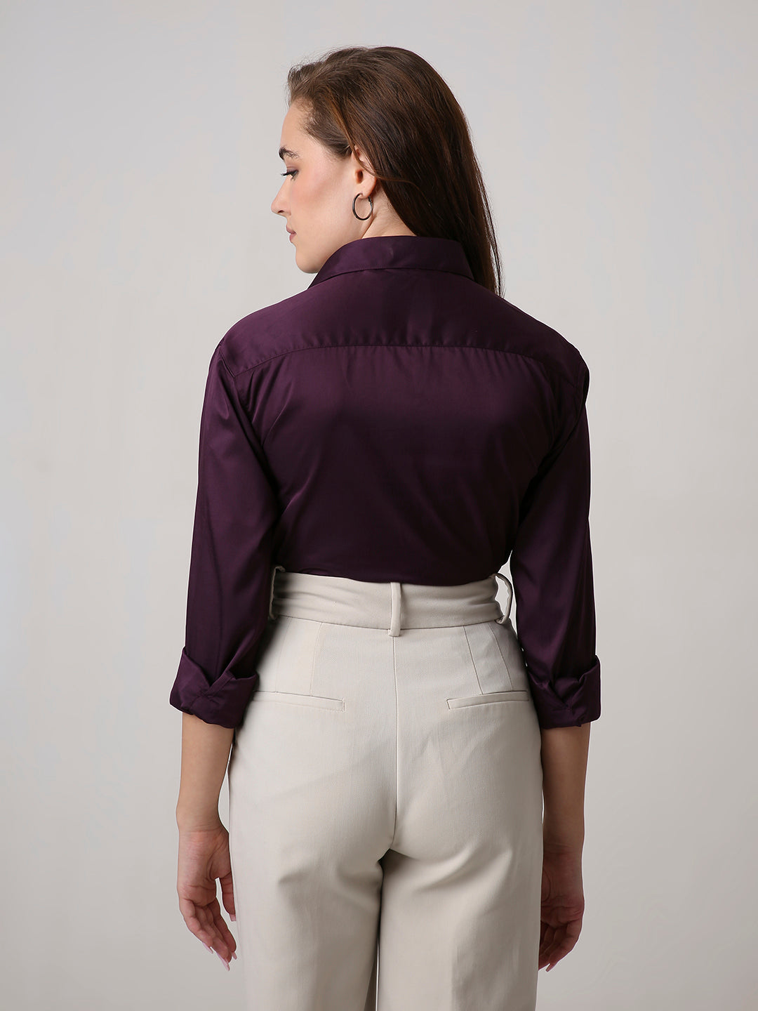 Wine Satin Formal Shirt