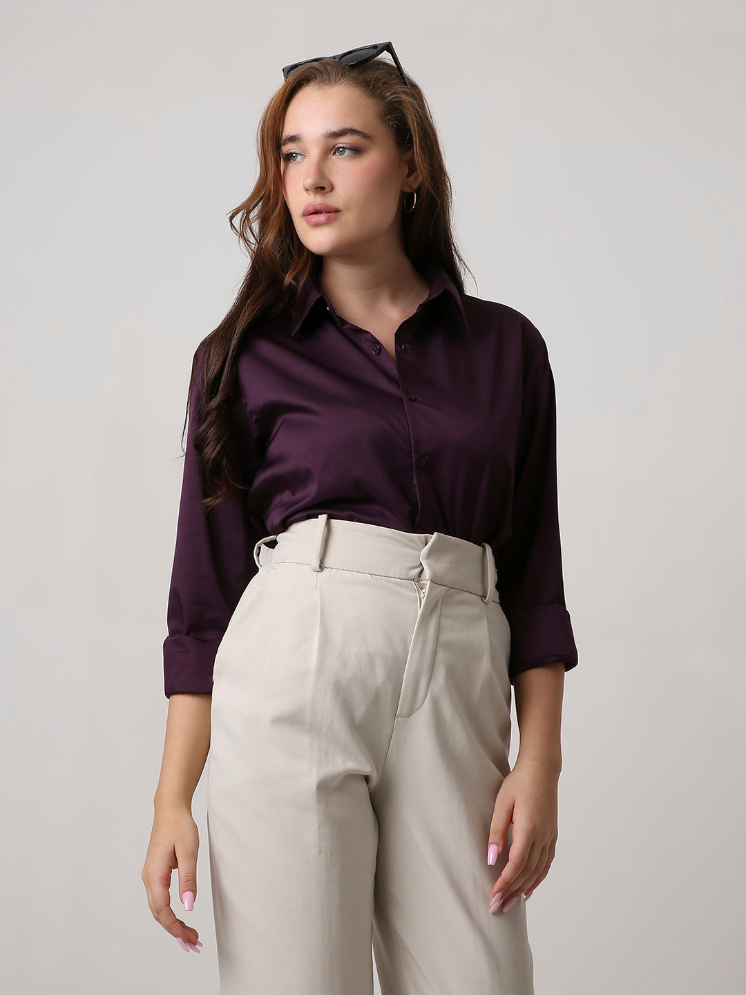 Wine Satin Formal Shirt