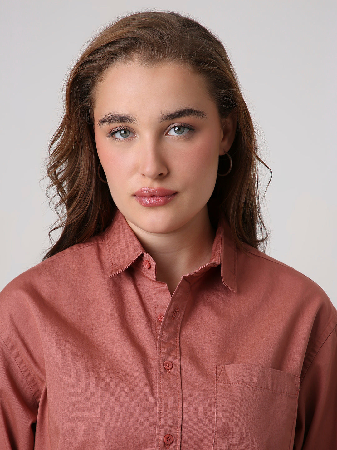 Rusty Peach Twill Oversized Shirt