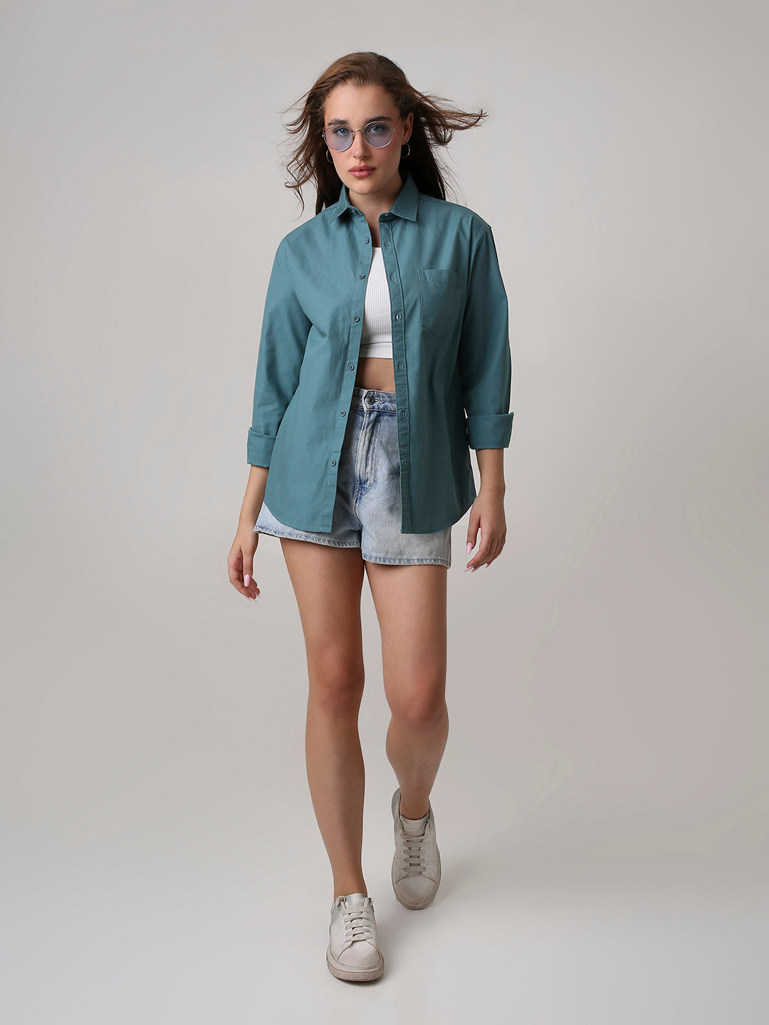 Green Twill Oversized Shirt