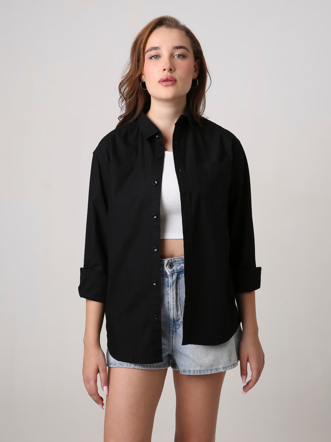 Black Twill Oversized Shirt