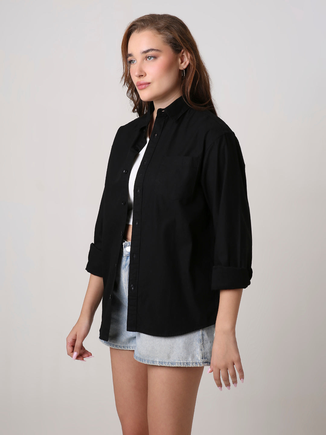 Black Twill Oversized Shirt