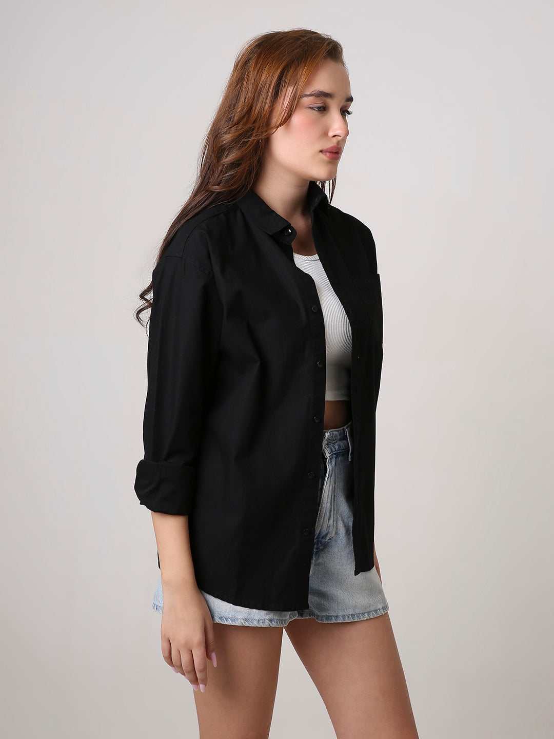 Black Twill Oversized Shirt