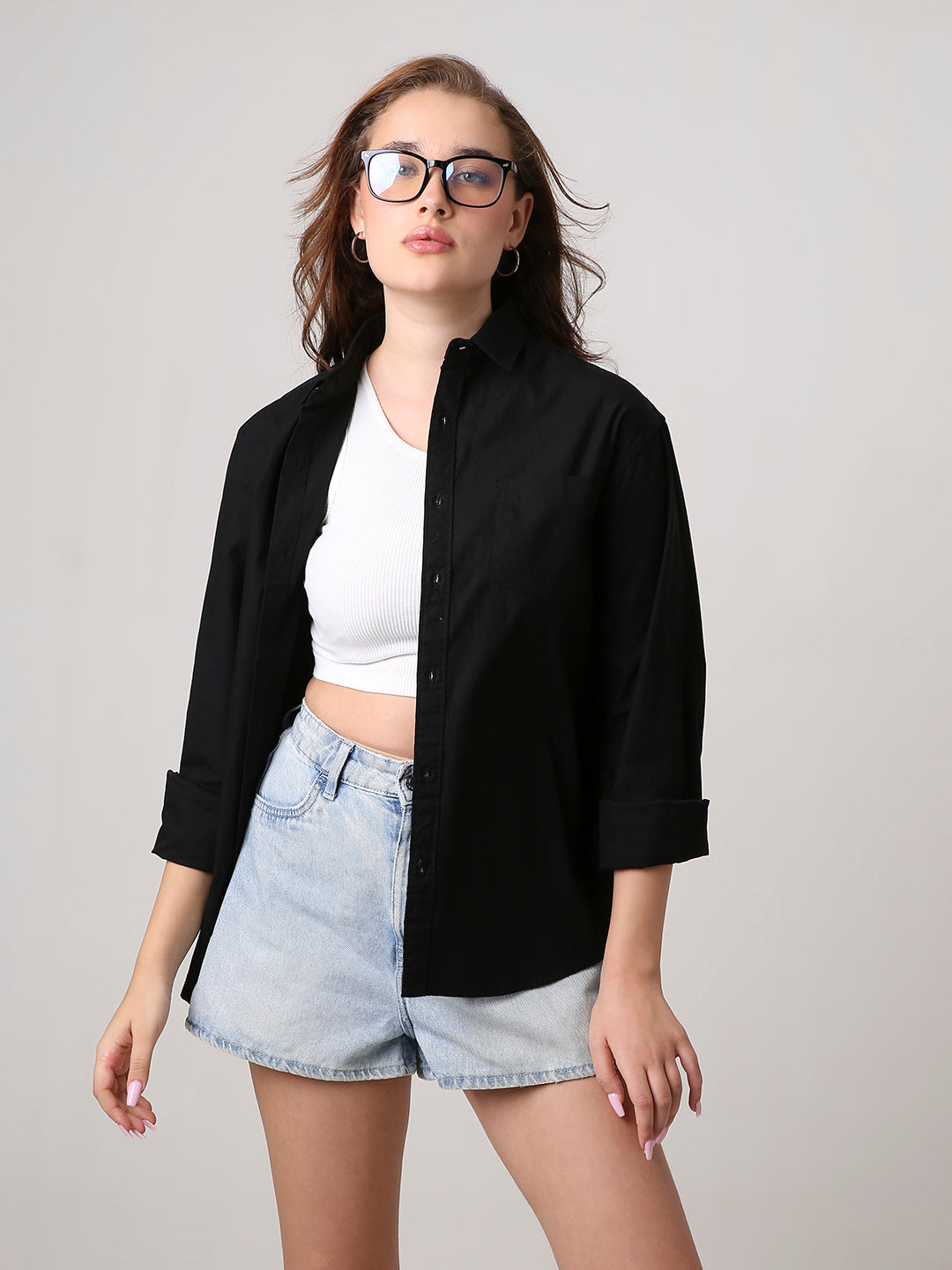 Black Twill Oversized Shirt