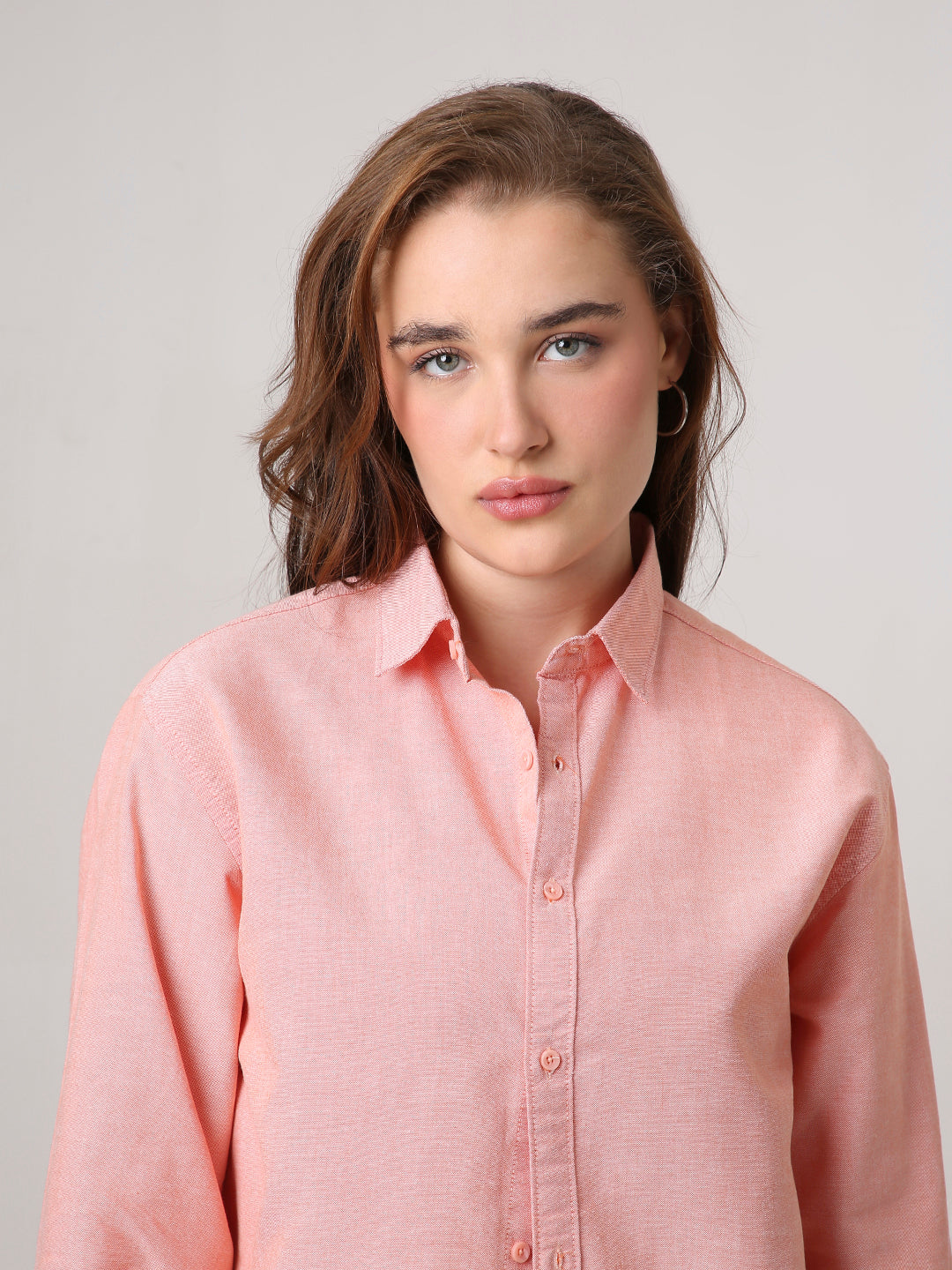 Peach Classic oxford Oversized Shirt