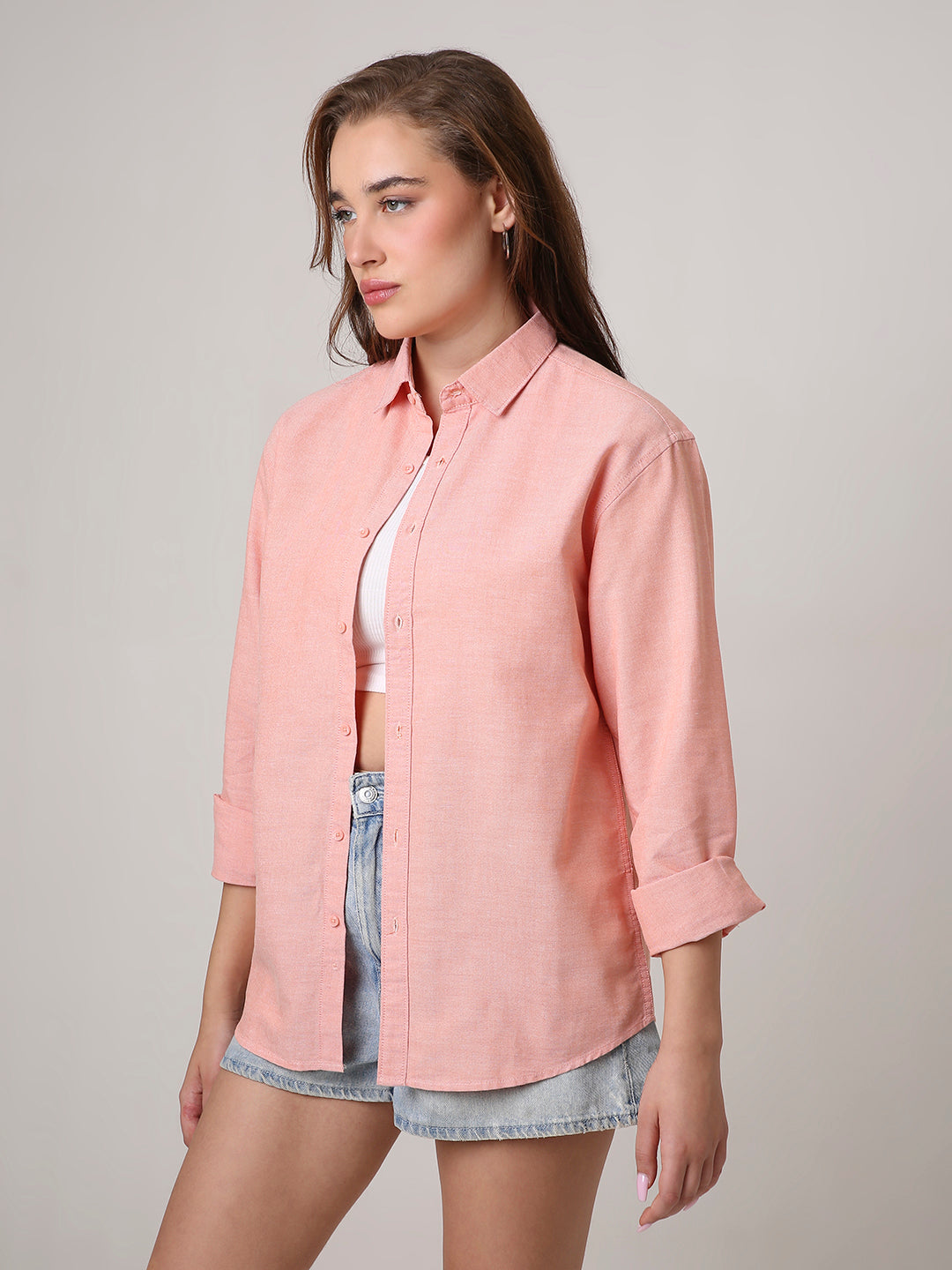 Peach Classic oxford Oversized Shirt