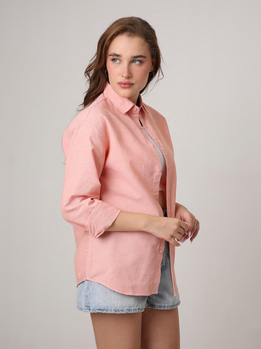 Peach Classic oxford Oversized Shirt