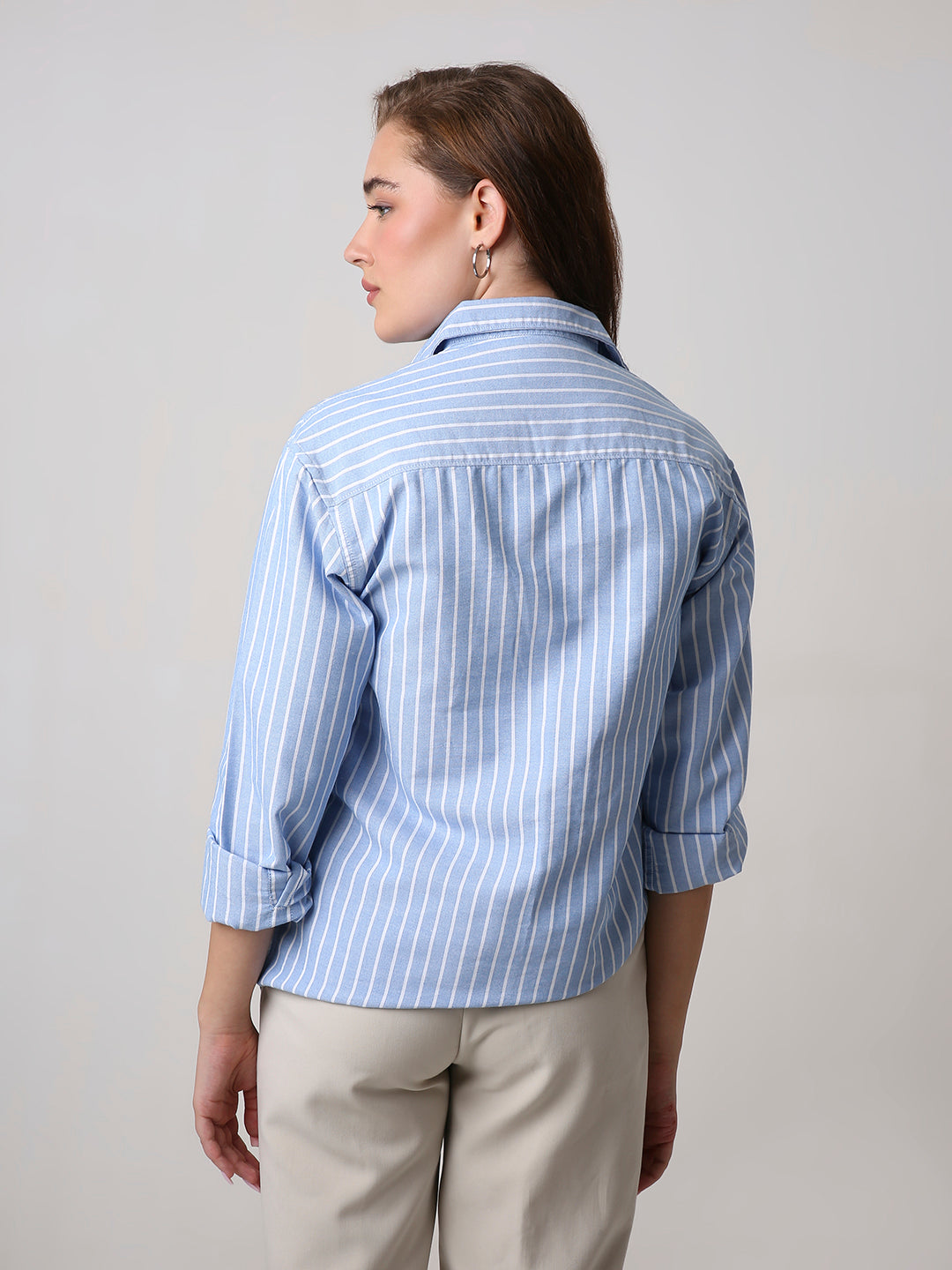 Classic Blue Oxford Striped Oversized Shirt