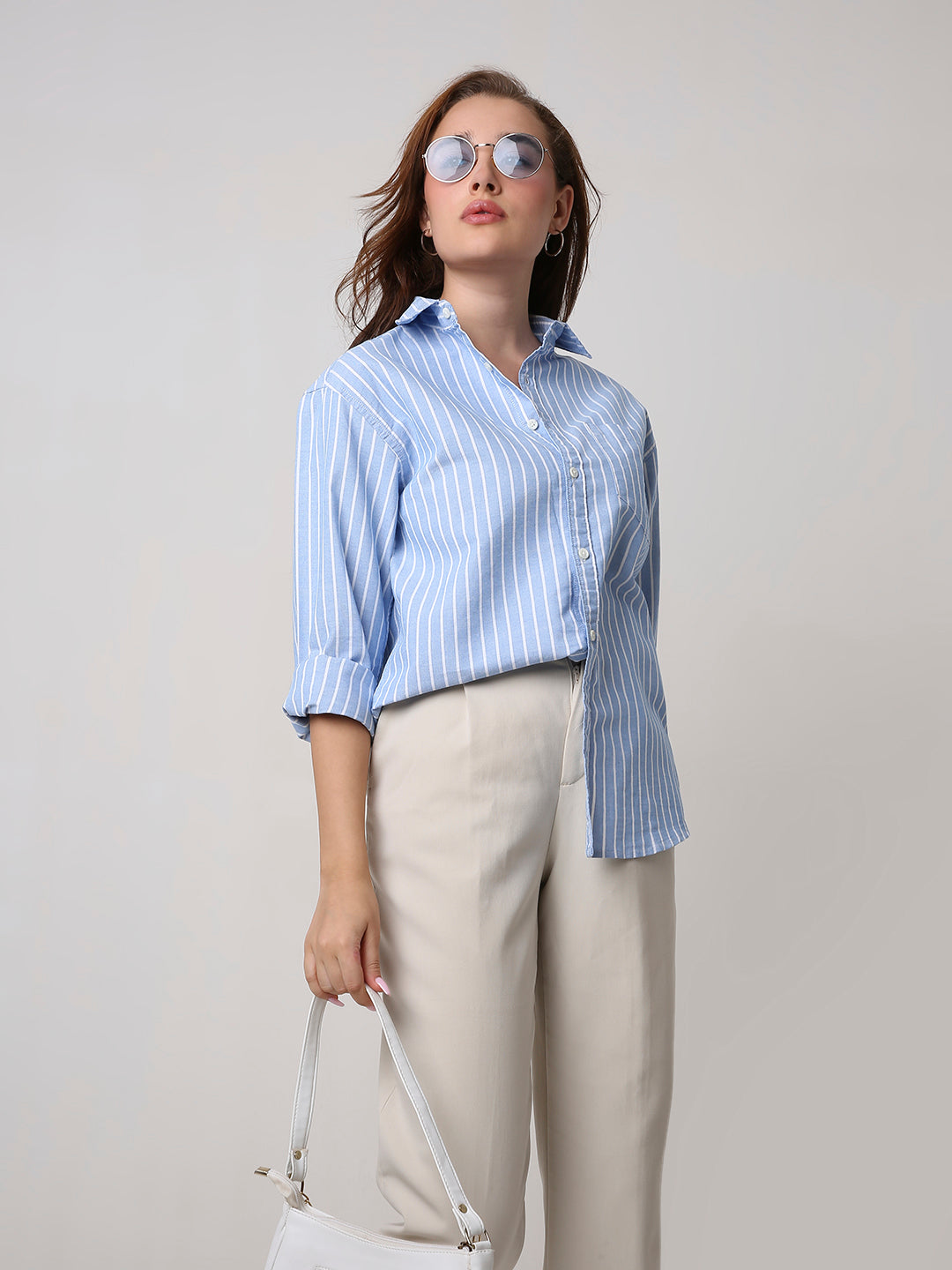 Classic Blue Oxford Striped Oversized Shirt