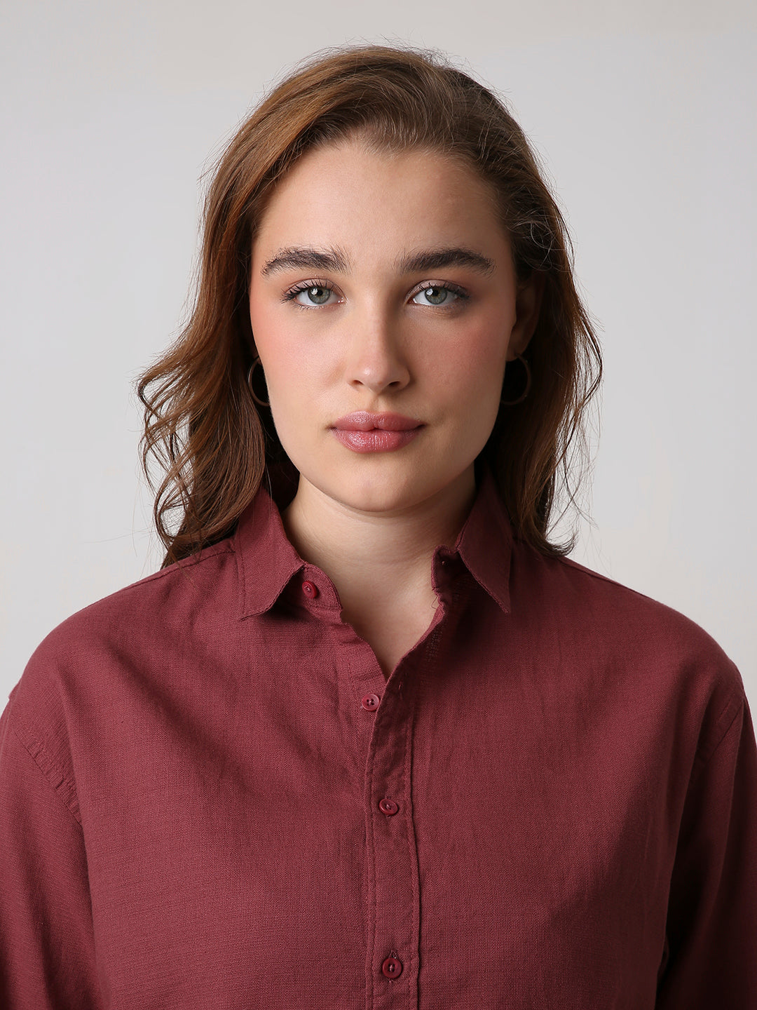 Clay Red Solid Oversized Casual Shirt