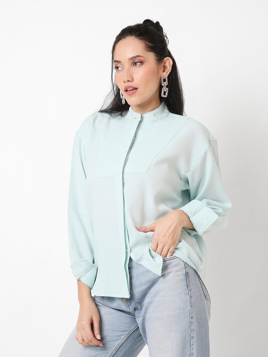 CLASSIC MANDARIN COLLAR LONG SLEEVES SHIRT