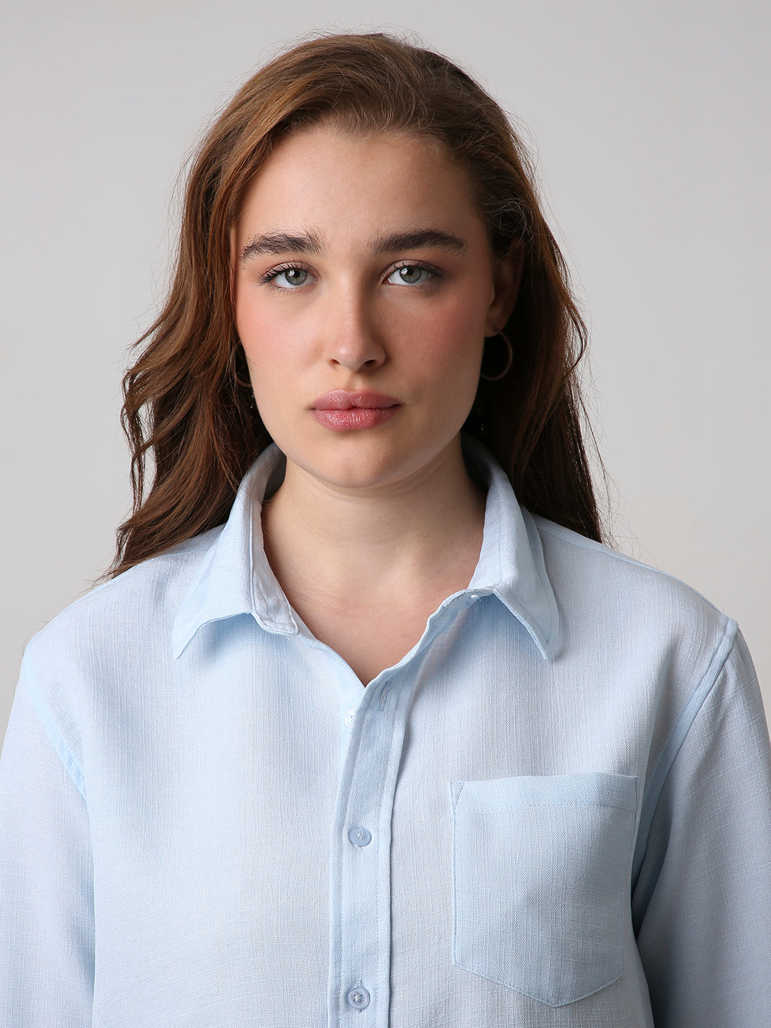 Light Blue Textured Casual Shirt