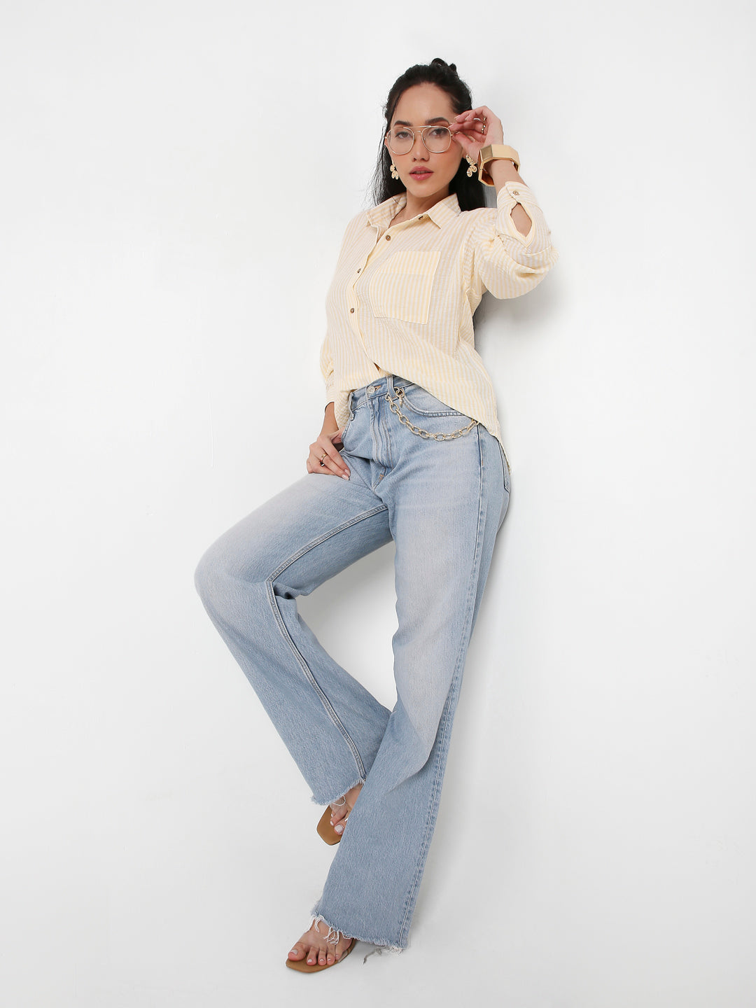 STRIPED CASUAL LINEN BLEND SHIRT