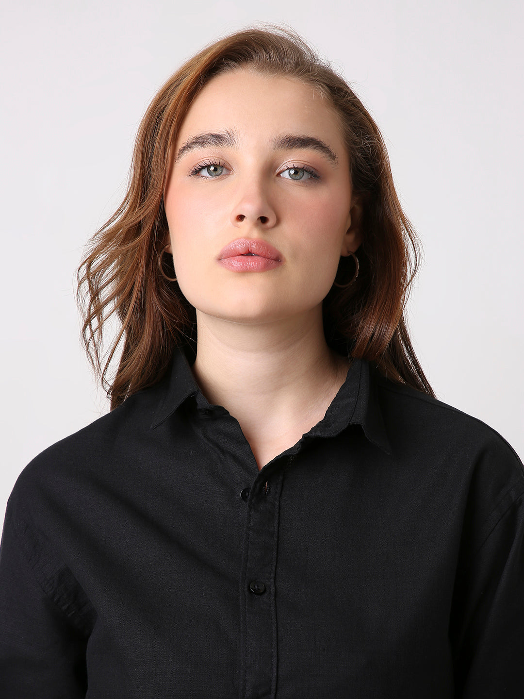Black Solid Oversized Casual Shirt