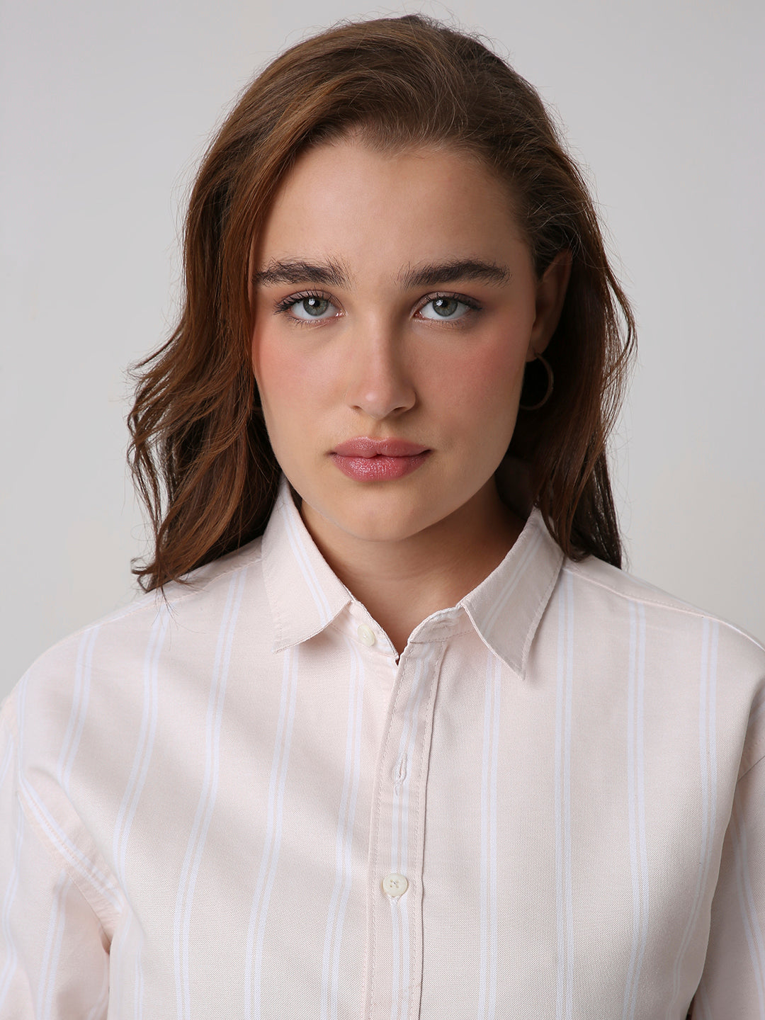 Soft peach Oxford Striped Oversized Shirt