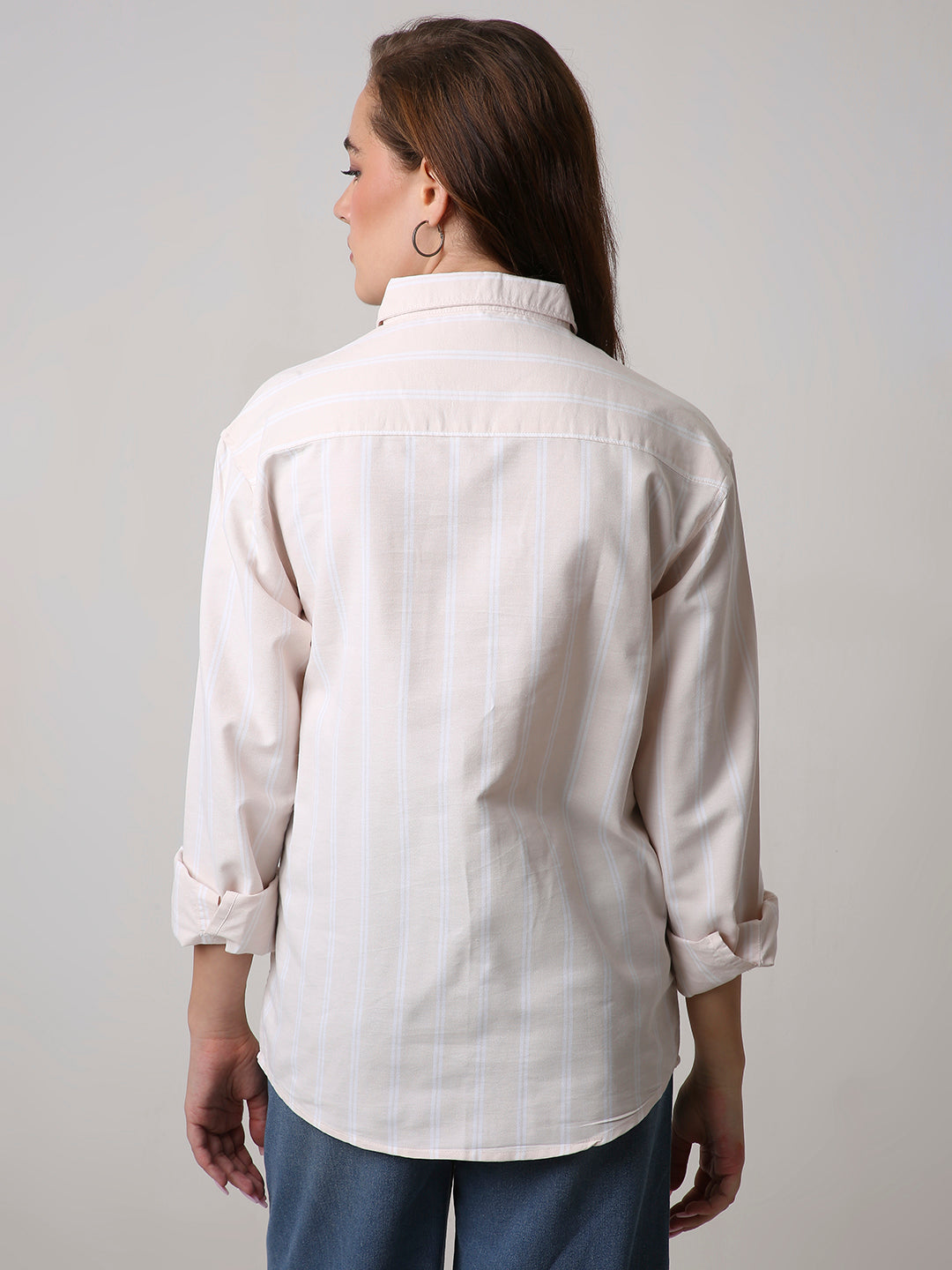 Soft peach Oxford Striped Oversized Shirt
