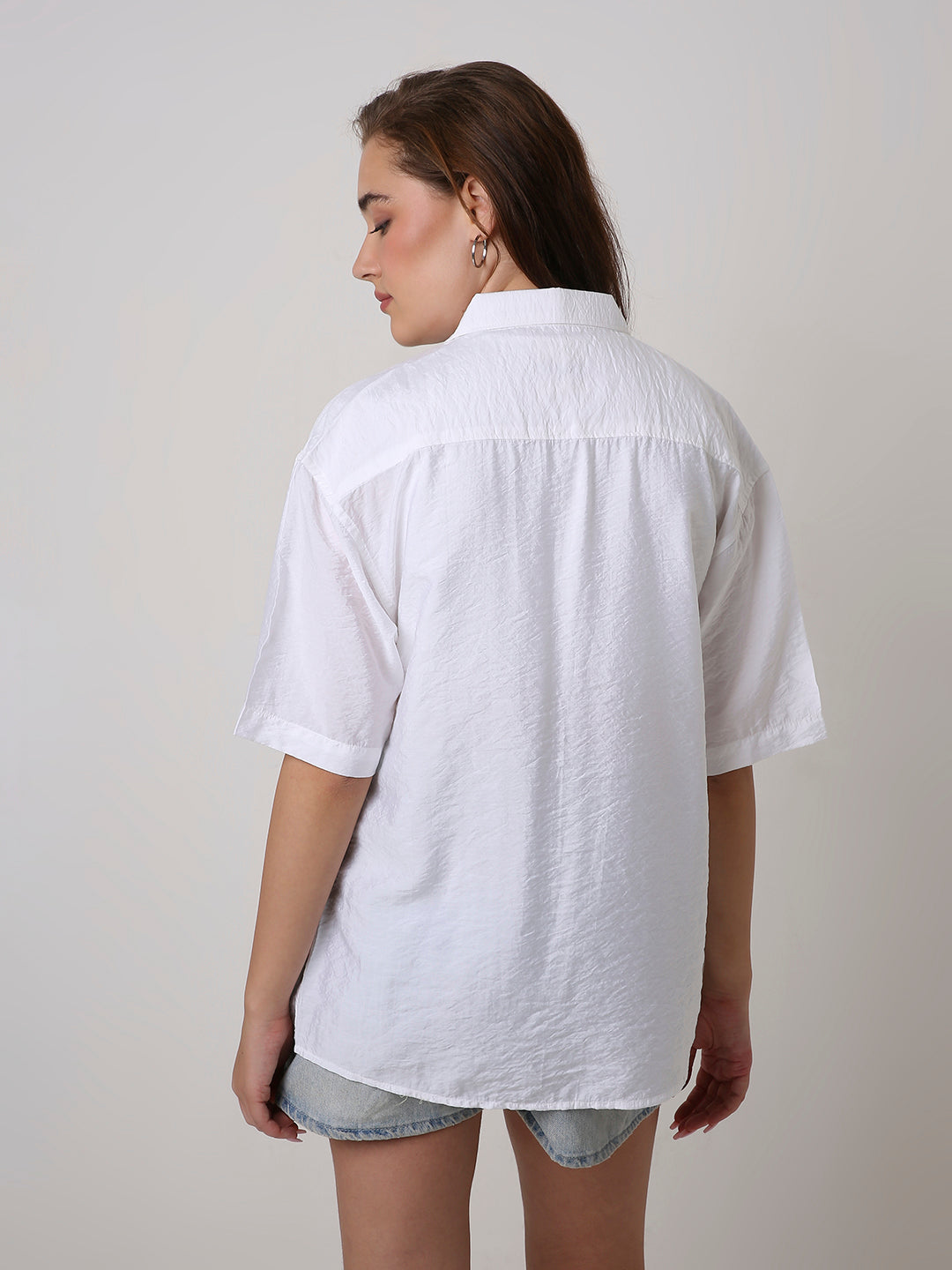 Oversized White Viscose Shirt
