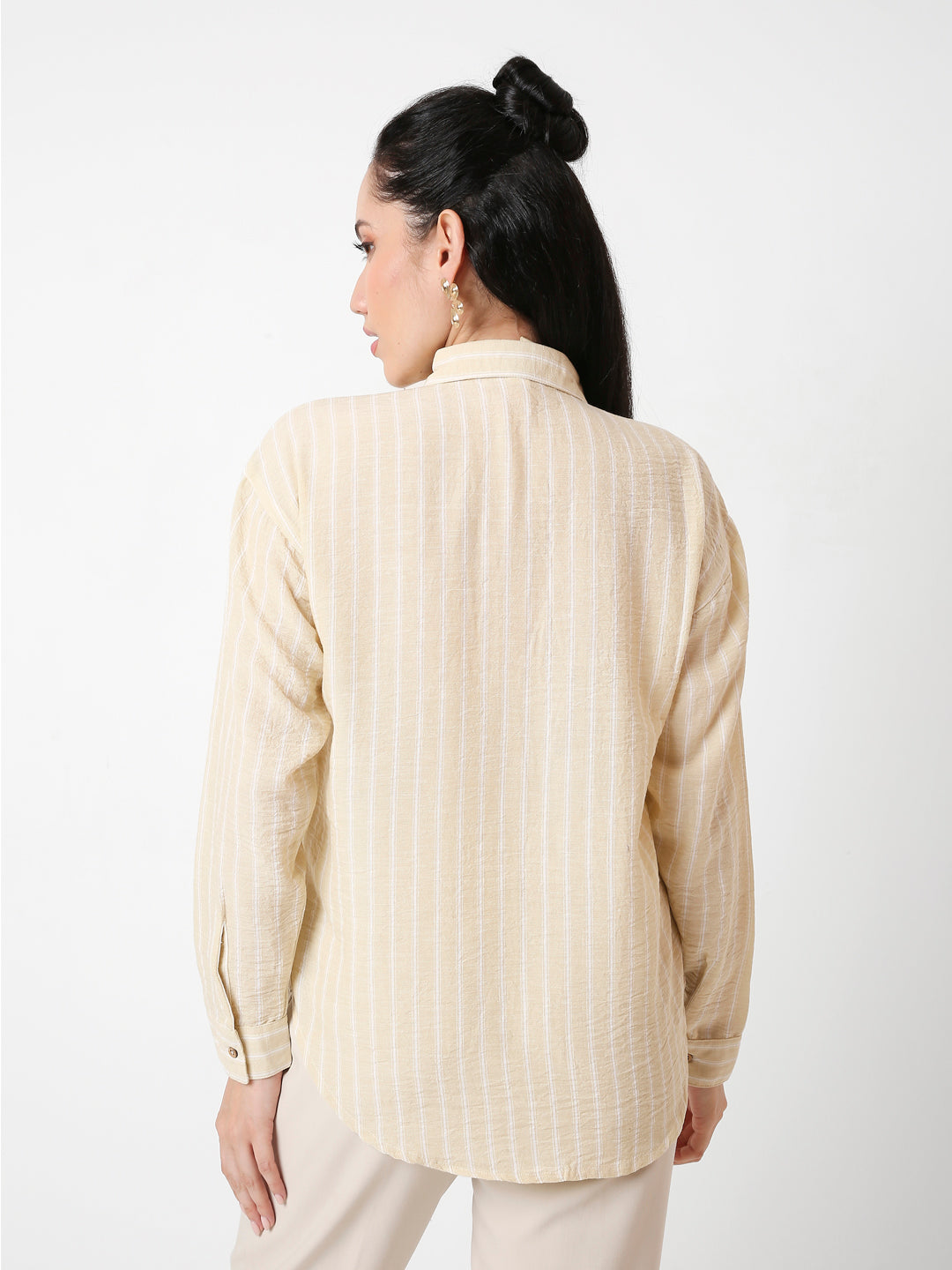 STRIPED CASUAL LINEN BLEND SHIRT