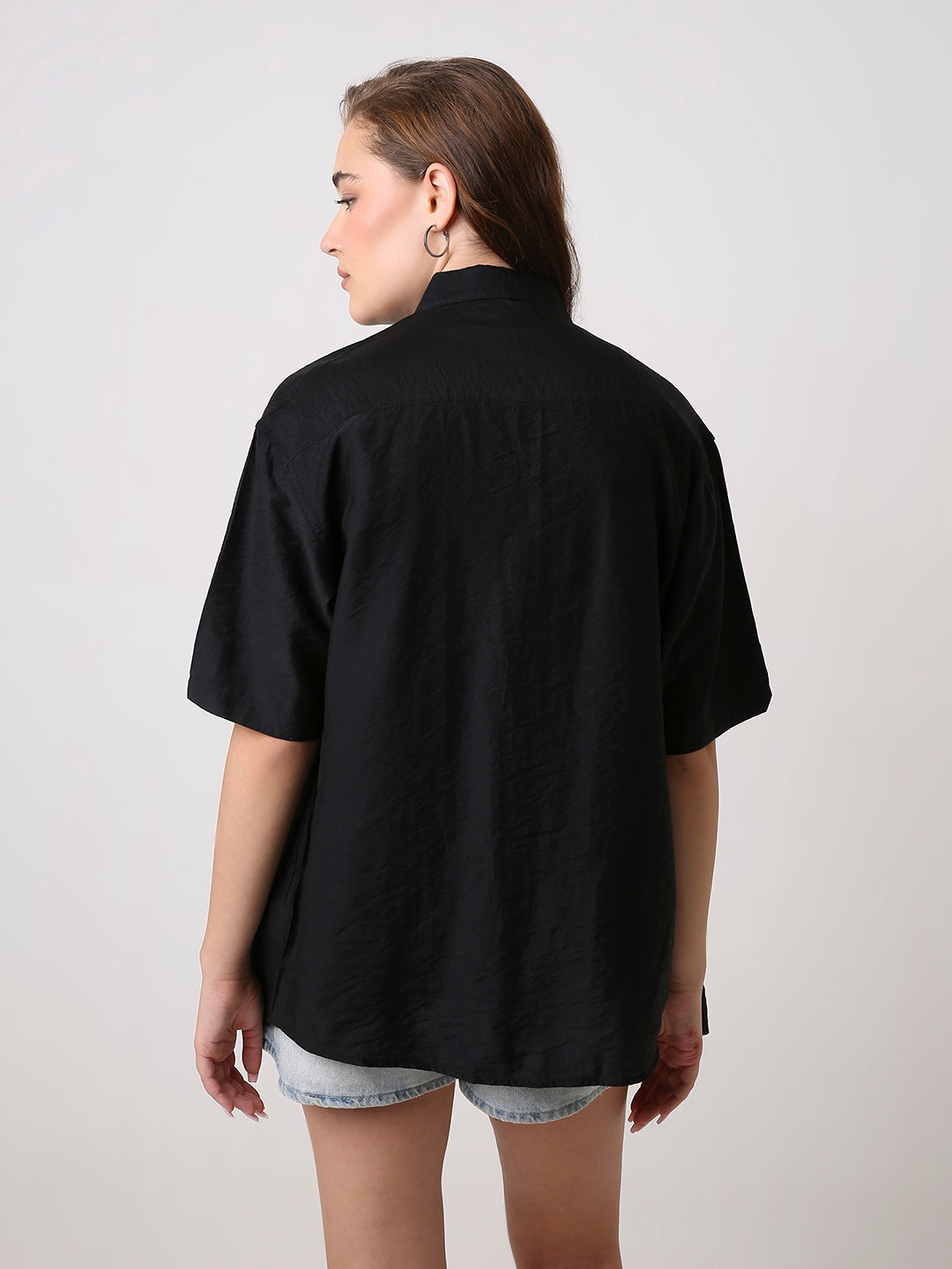 Oversized Black Viscose Shirt
