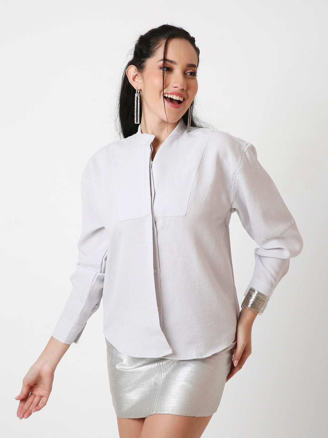 CLASSIC MANDARIN COLLAR LONG SLEEVES SHIRT