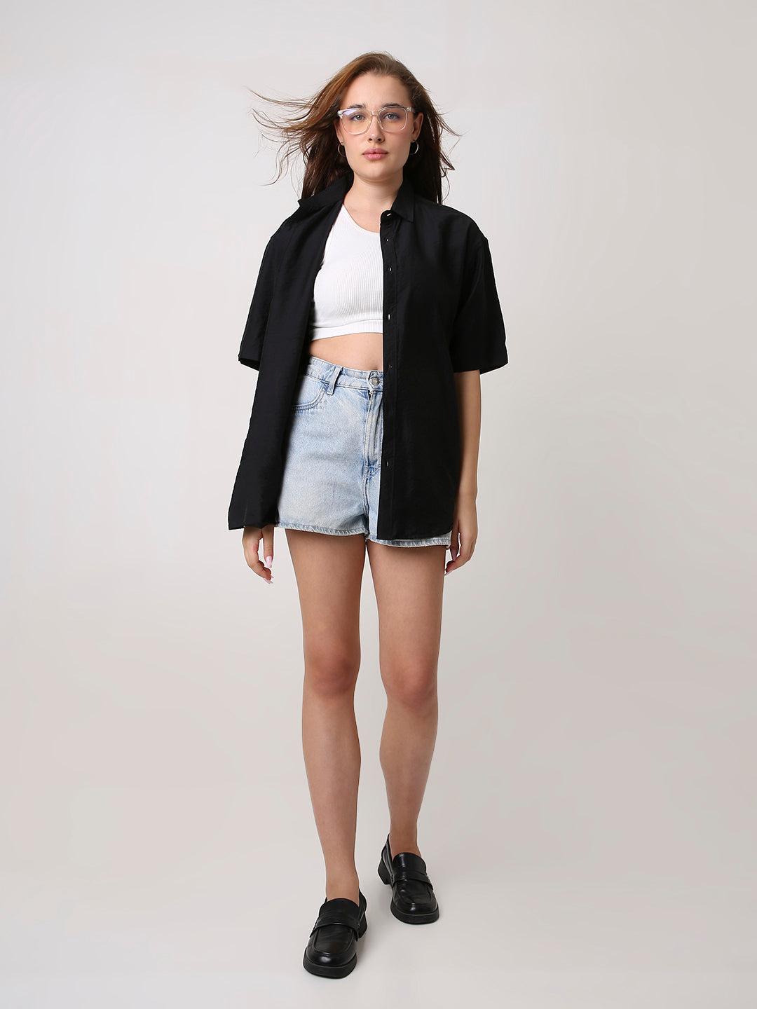 Oversized Black Viscose Shirt