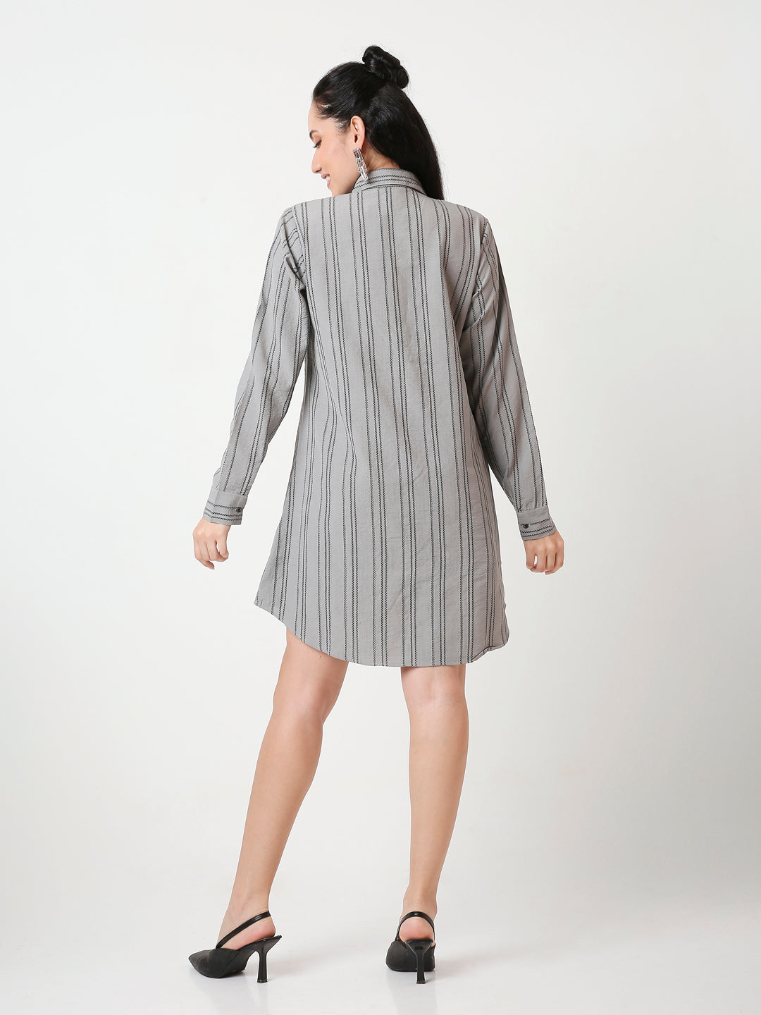 VERTICAL STRIPED SHIRT DRESS