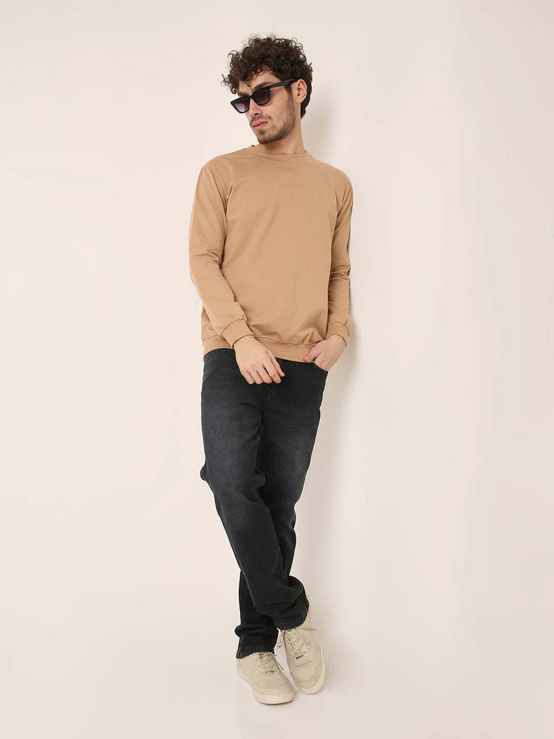 Black Washed Straight Fit Stretch Denim Jeans