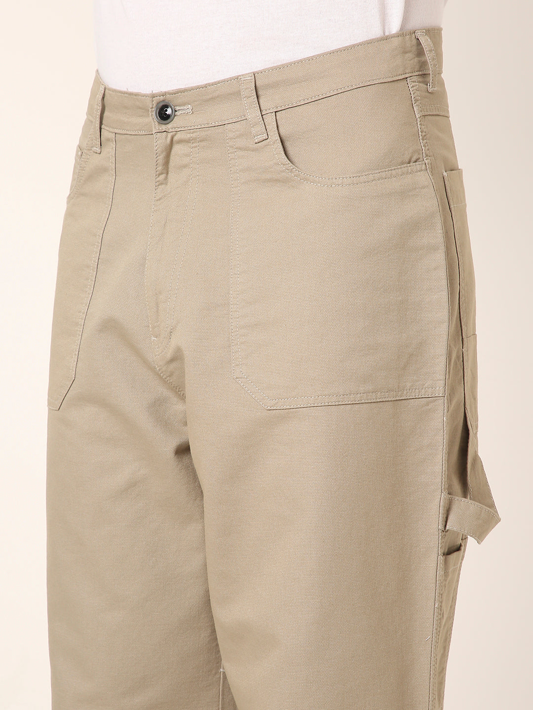 Straight Fit BEIGE Utility Cargo PANTS