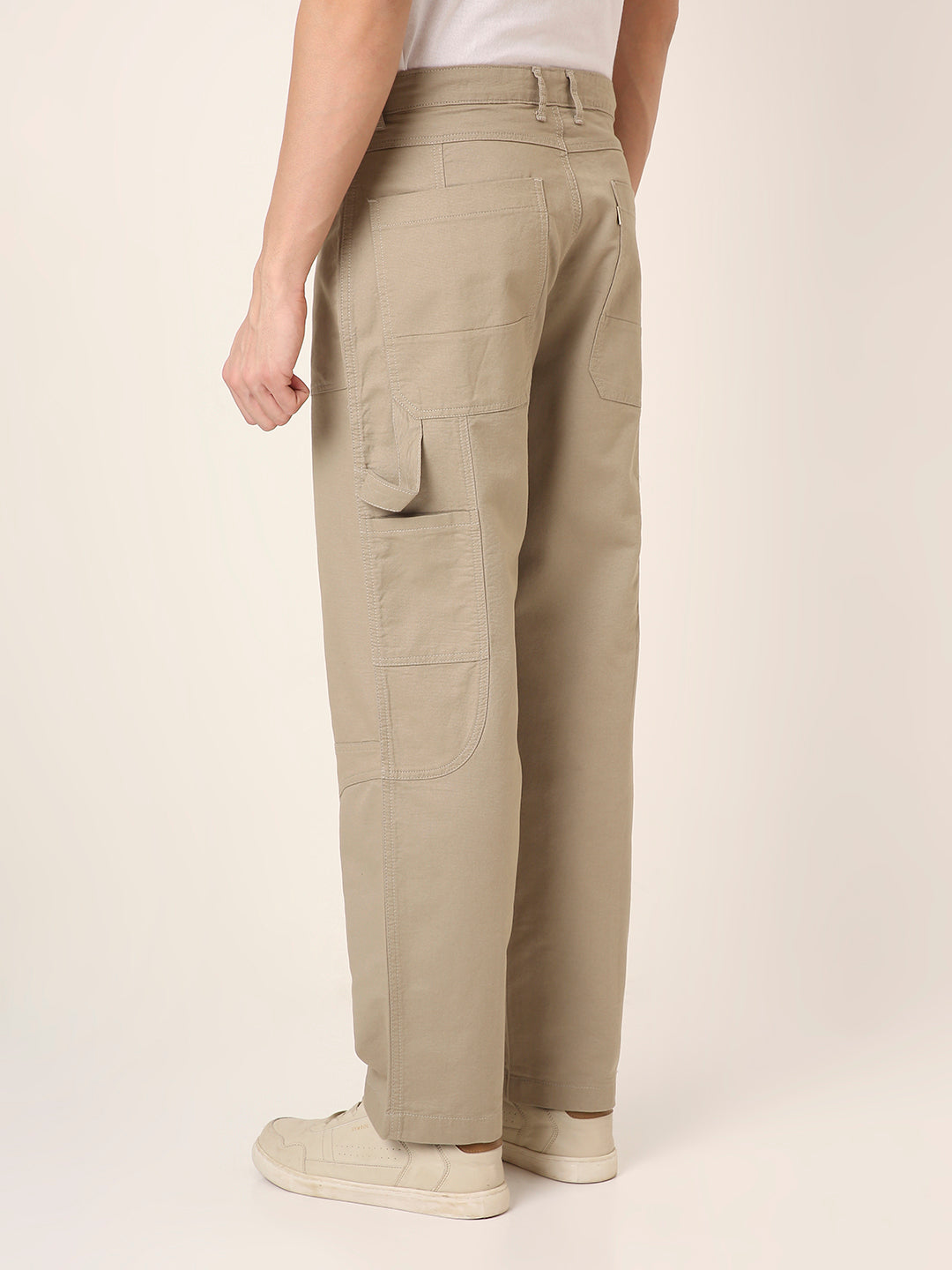Straight Fit BEIGE Utility Cargo PANTS