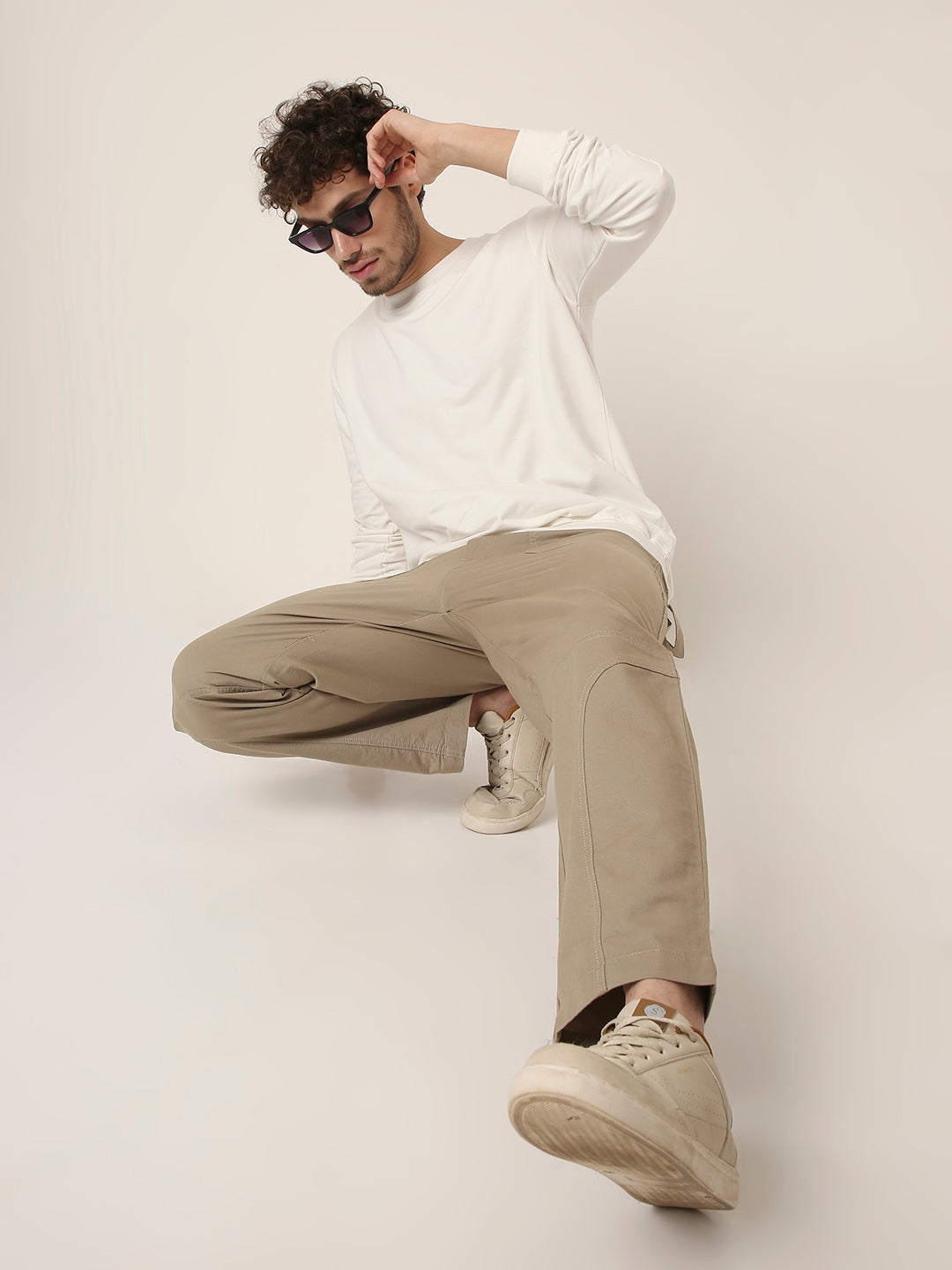 Straight Fit BEIGE Utility Cargo PANTS