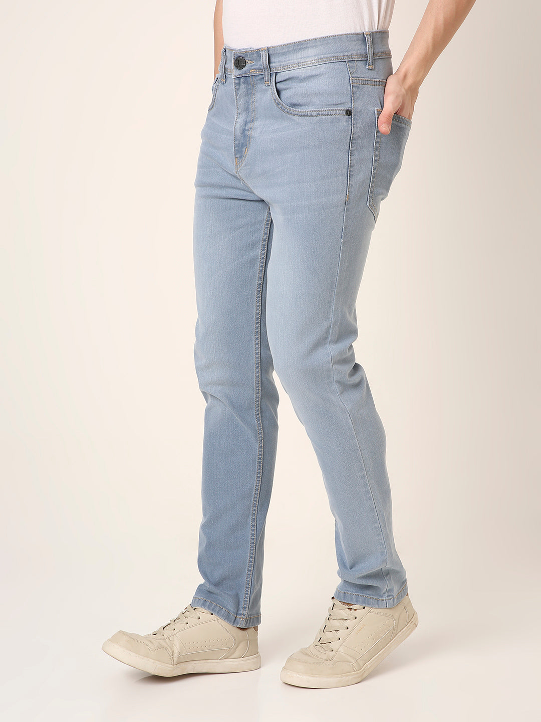 Light Blue Slim STRAIGHT Fit Stretch Denim Jeans